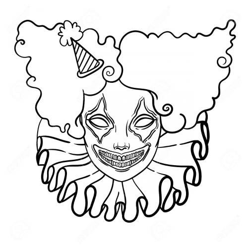 Scary evil female clown