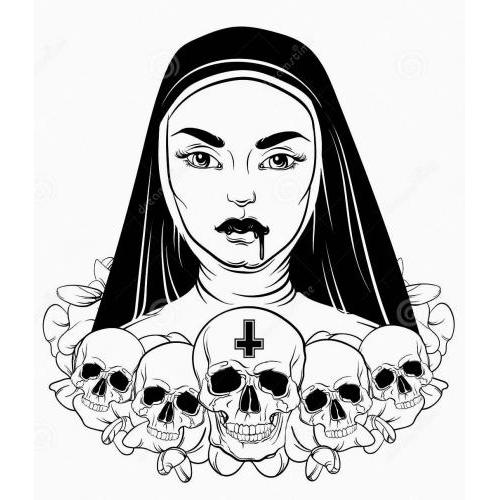 Evil nun with skulls