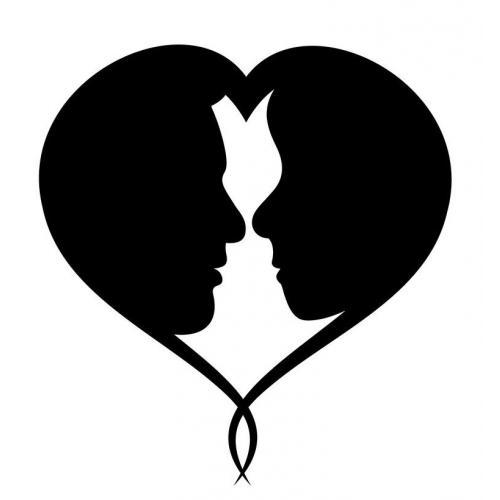 Lovers heart silhouette