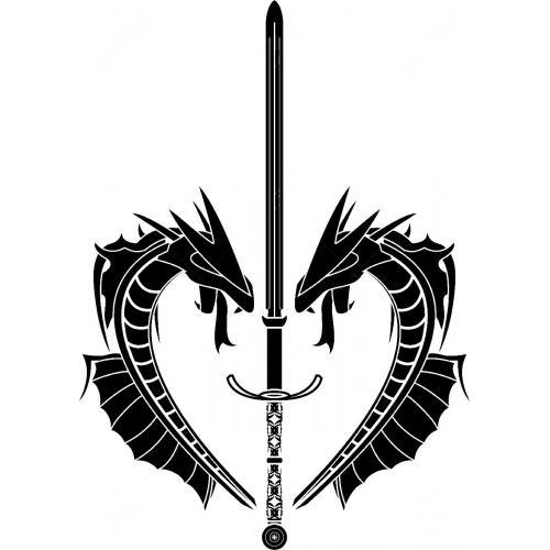 Medieval sword tribal dragons