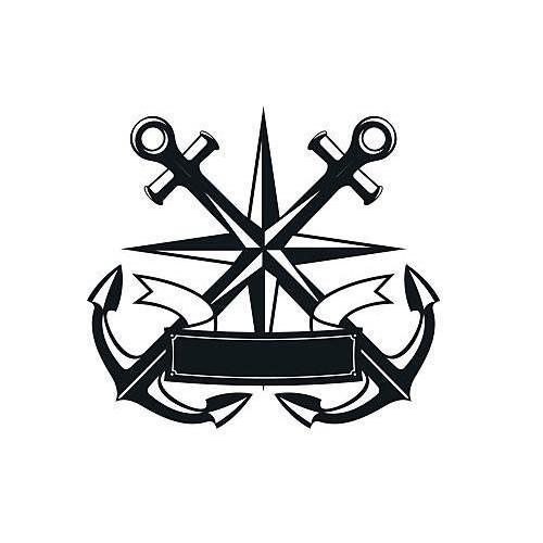 Nautical compass and anchors