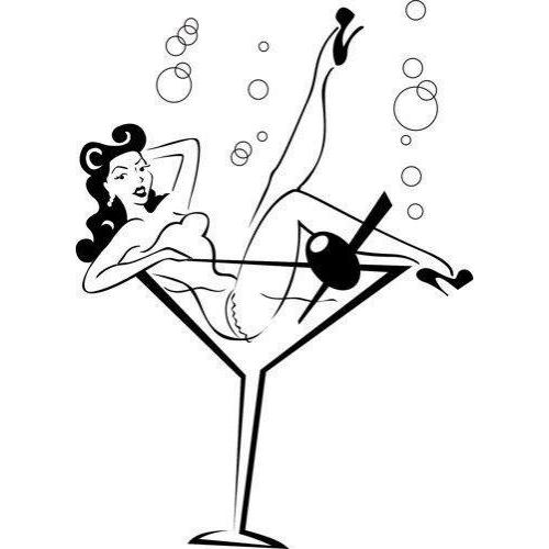 Pinup lady in glass
