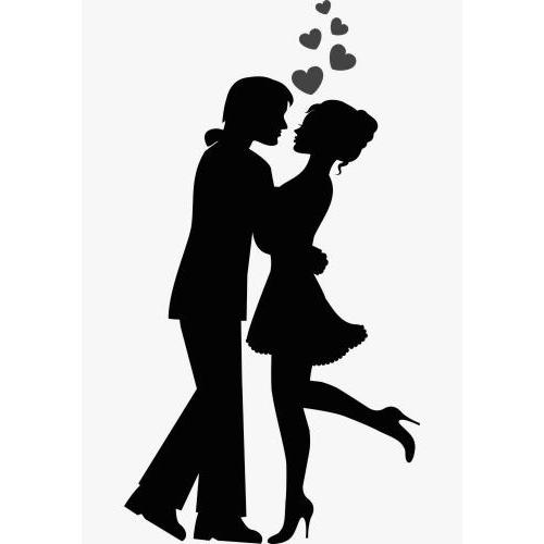 Kissing couple silhouette