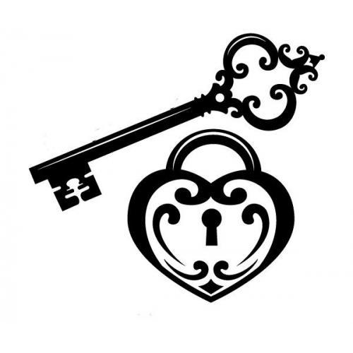 Simple heart padlock and key